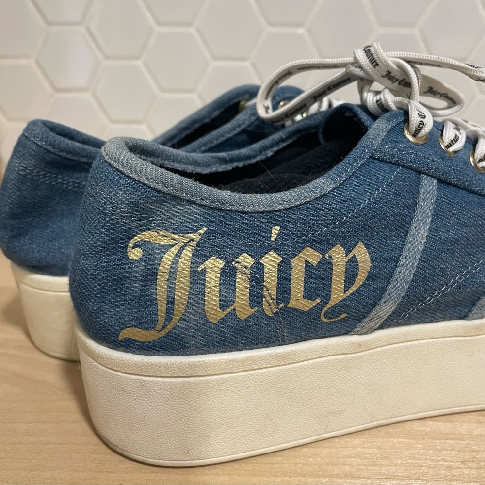 Juicy Couture Y2K Blue Jean Denim Platform Sneakers - Picture 2 of 5